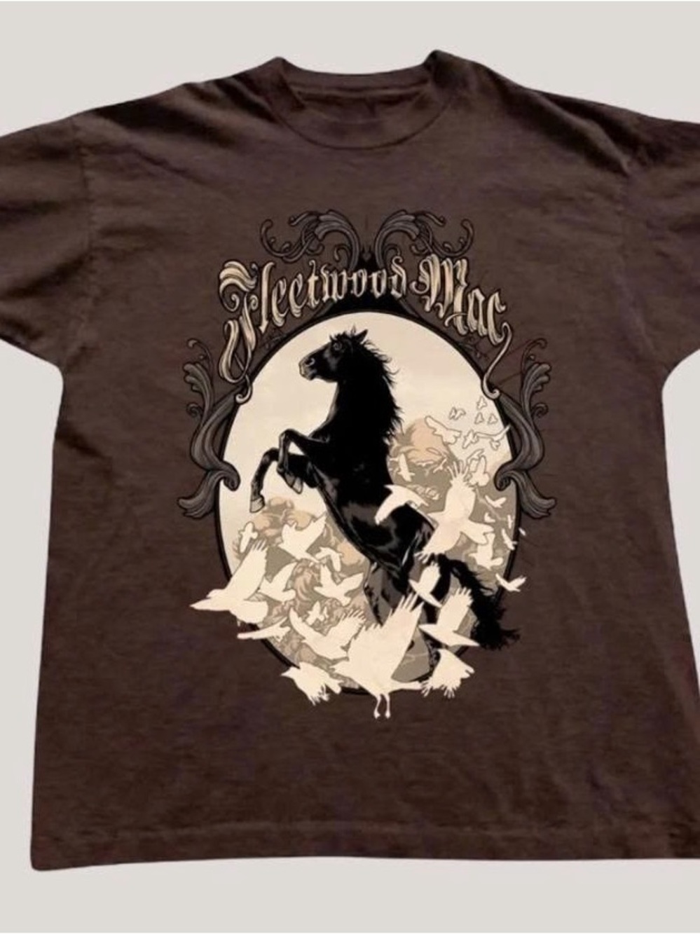 Brown Graphic Tee - Rearing Horse Design